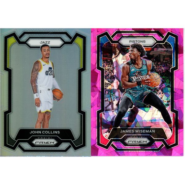 (2) Panini Prizm 2023-24 Basketball Cards (James Wiseman and John Collins)