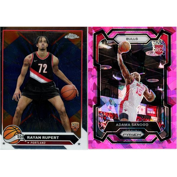 (2) Panini Prizm and Chrome TOPPS 2023-24 Basketball Cards (Rayan Rupert and Adama Sanogo)