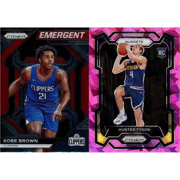 (2) Panini Prizm 2023-24 Basketball Cards (Hunter Tyson and Kobe Brown)