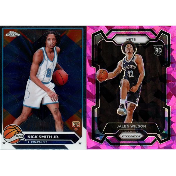 (2) Panini Prizm and Chrome TOPPS 2023-24 Basketball Cards (Nick Smith Jr. and Jalen Wilson)