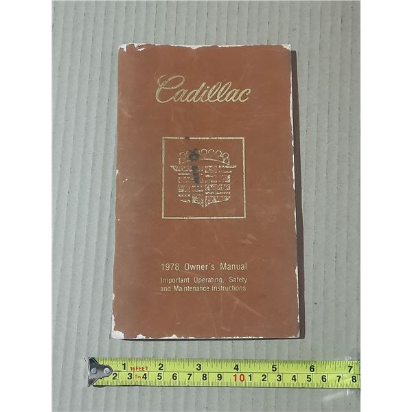 1978 Cadillac owner's manual featuring a brown cover with gold colour lettering and the Cadillac cre