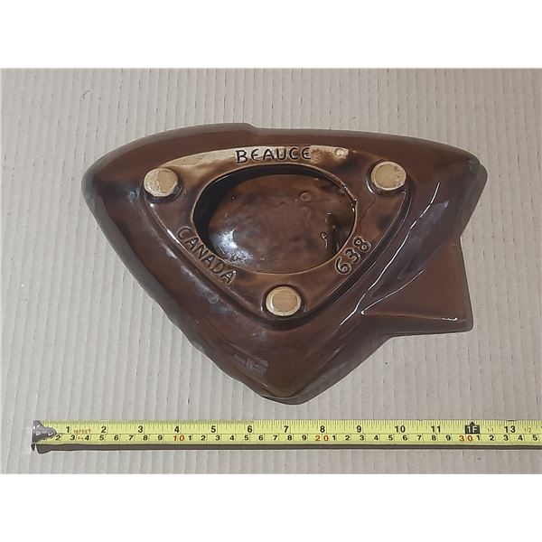 Vintage Beauceware brown glazed ceramic ashtray from Canada.