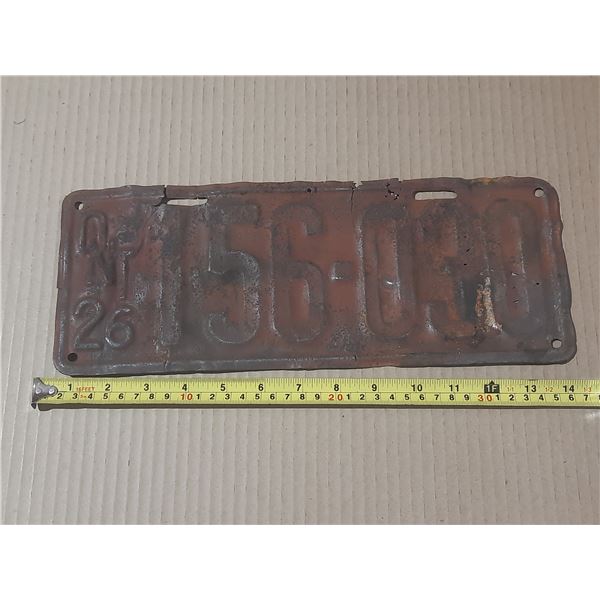 1926 Ontario License Plate.