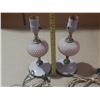 Image 2 : Vintage Pink hobnail milk glass boudoir lamps. (Untested) - (No Shades)