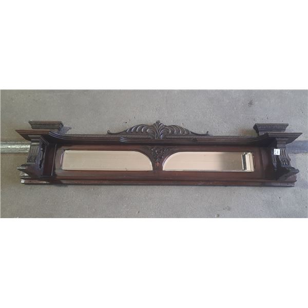 Antique oak overmantel mirror top shelf board. (57" X 14")
