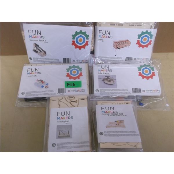 6 Mini makers wooden stem building kits, variety of different builds
