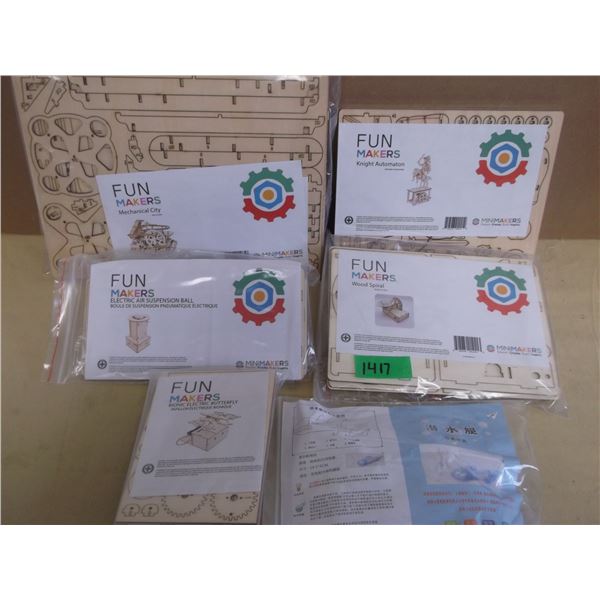 6 Mini makers wooden stem building kits, variety of different builds