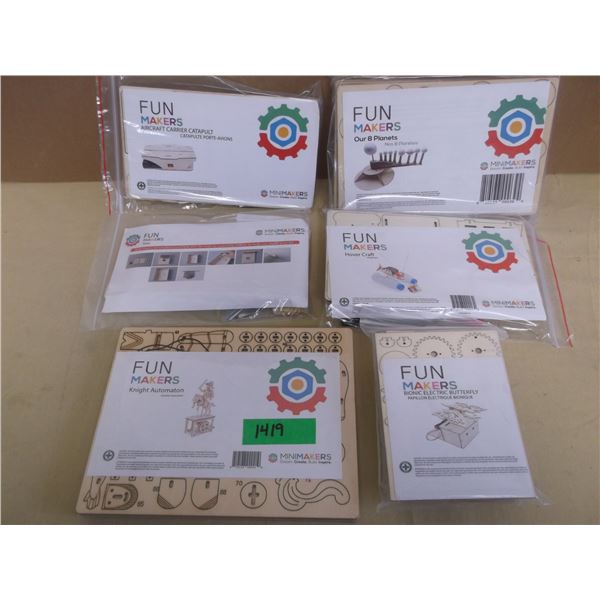 6 Mini makers wooden stem building kits, variety of different builds