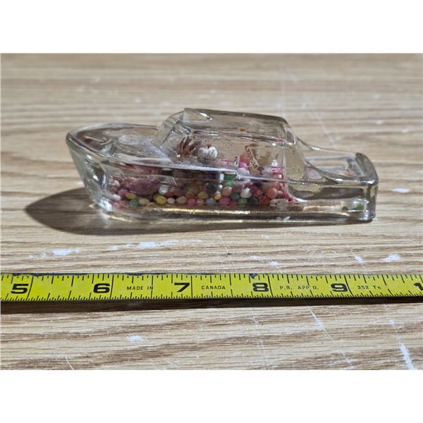 Vintage model cruiser candy container with original candy- 5"L