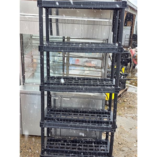 5 tiered plastic shelf- 36" by 17" by 73"H