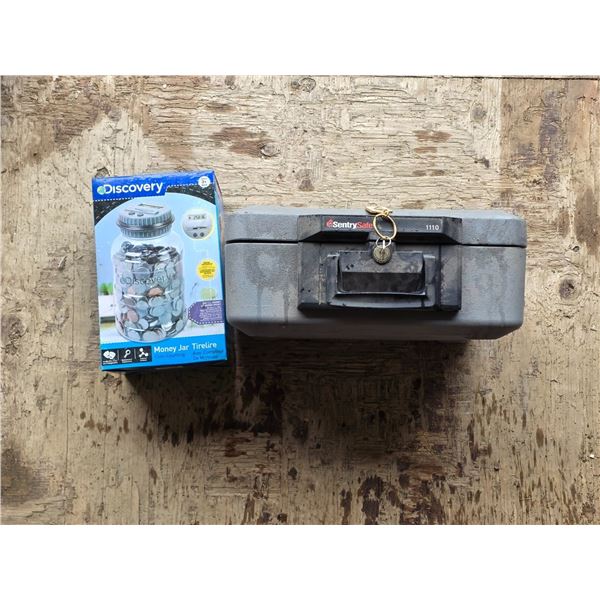 Sentry safe with key and money jar
