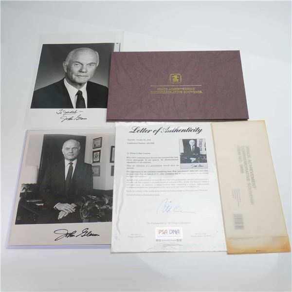 6pc John Glenn Signed Memorabilia Items including Commemorative Stamps