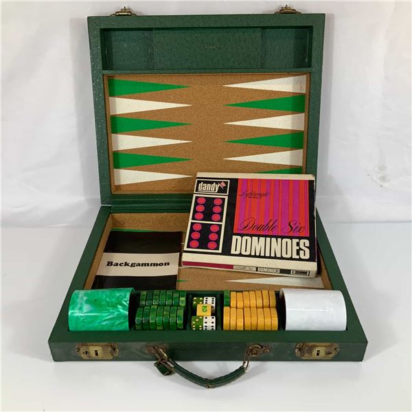 Two Vintage Games Comprising a Crisloid Backgammon Set and Cardinal Double Six Dominoes