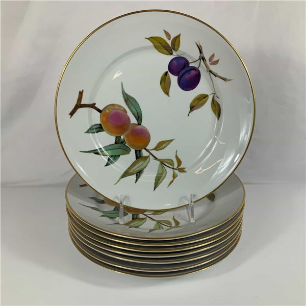 Set of Eight Royal Worcester Evesham Gold Porcelain Plates