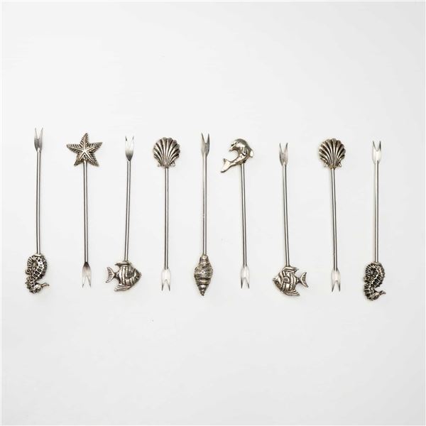 Set of 9 Nautical Themed Cocktail and Appetizer Forks