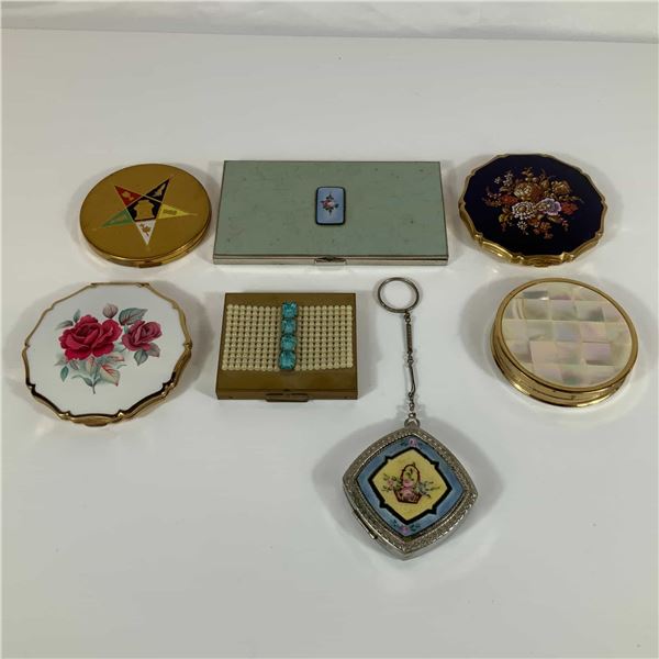 7pc Vintage Metal Compacts and Cigarette Case Including Stratton