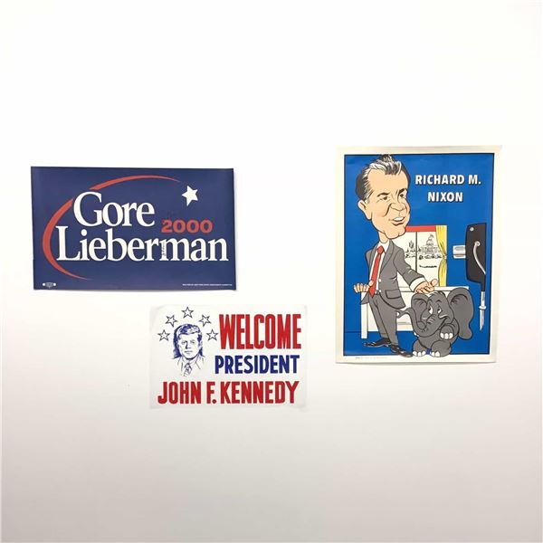 Three United States Presidential Campaign Posters and Political Ephemera