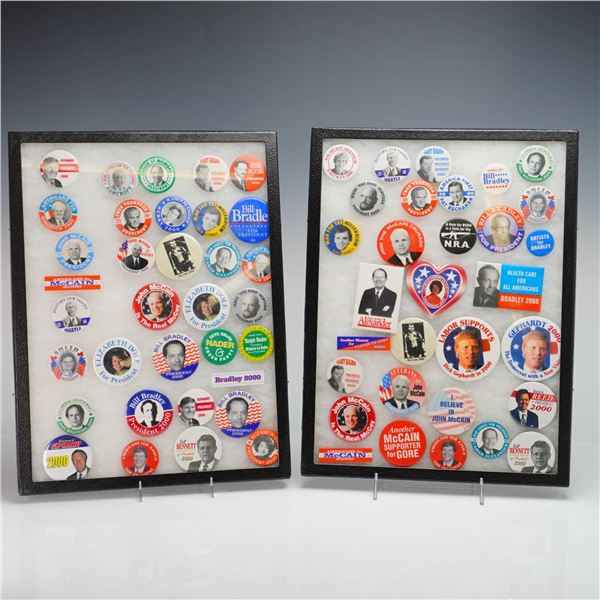 Two Display Trays of United States Presidential Campaign Pinback Buttons