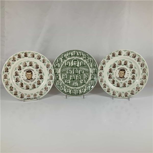 Three John F. Kennedy Presidential Commemorative Earthenware Plates