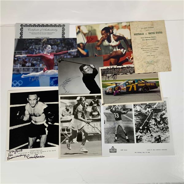 An 8-Piece Sports Memorabilia Grouping Including Signed Items by Carly Patterson, Kevin Lepage, and 