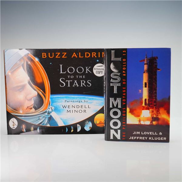 Aldrin, Buzz and Jim Lovell. Two Books: Look to the Stars and Lost Moon. 1994-2009. (Signed) (DJ)