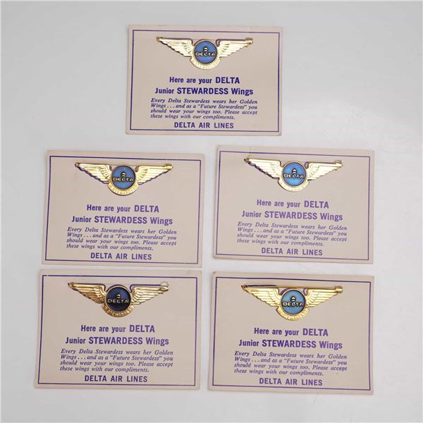 5pc Delta Junior Stewardess Wings Badges