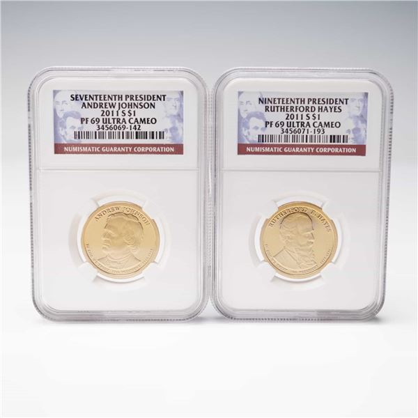 2pc 2011-S Presidential Dollar Coins NGC Graded PF69 Ultra Cameo