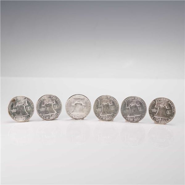 6pc 1954 to 1961 Franklin Half Dollar Coins