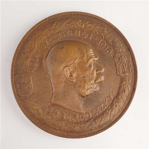 AT 1914-1916 SMS Radetzky Commemorative Medallion, Bronze, Very Fine