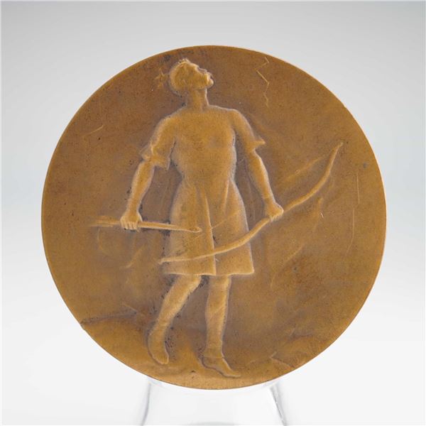 French Art Deco Bronze Archery Medal by Pierre Lenoir