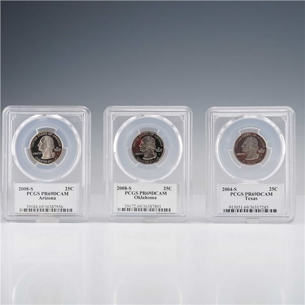3pc 2004-S & 2008-S State Quarter Coins, PCGS PR69DCAM