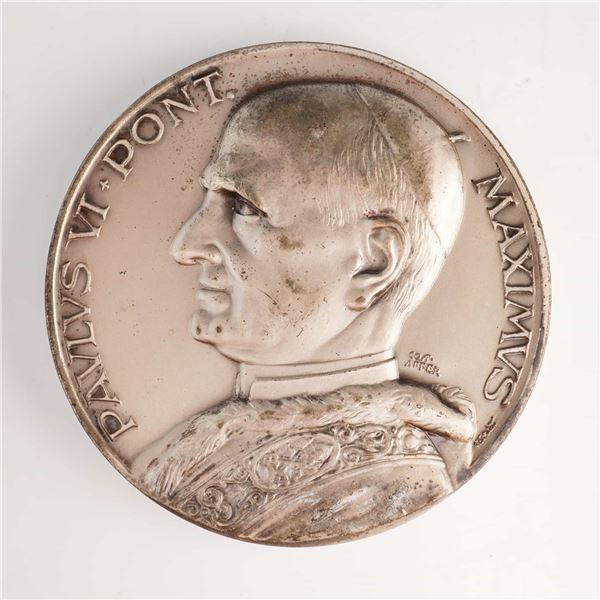 IT ND Pope Paul VI Medallion, Silver-Plated Bronze, Affer
