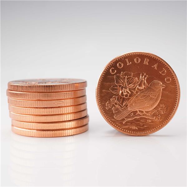 8pc US State Nature Symbols Copper Medals Assorted States