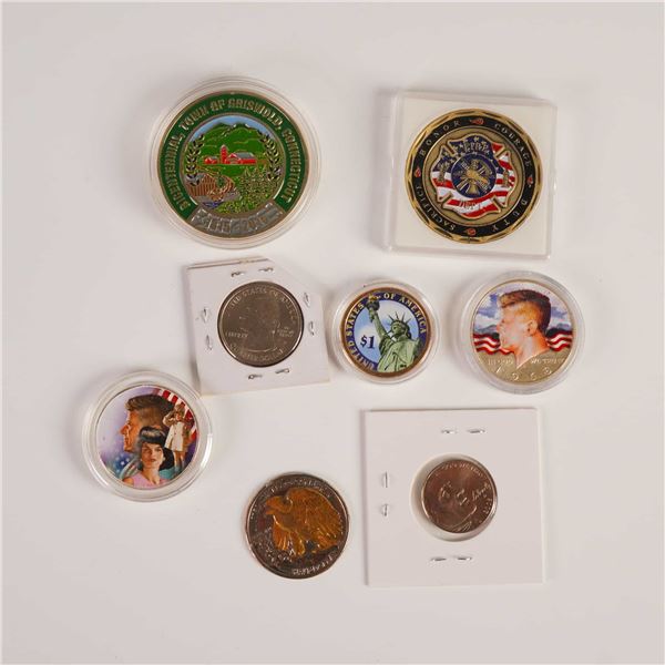 8pc United States 1964 to 2015 Colorized Coins & Saint Florian Medal