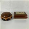 Image 4 : Two Carved Wood Jewelry Boxes Including One Italian Musical Box