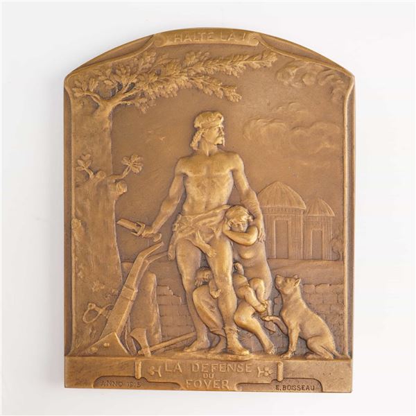 FR 1915 La Defense du Foyer Bronze Plaquette