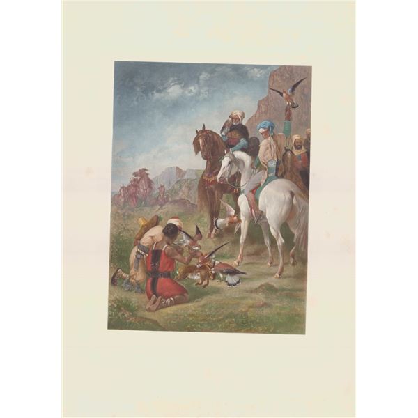Eugene Fromentin Chromolithograph Falcon Hunt in Algeria