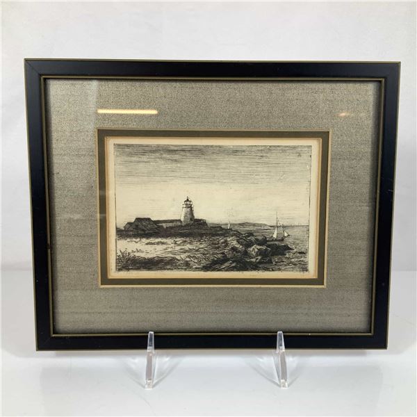 Attributed to L. J., Coastal Landscape with Lighthouse, Etching, 1931