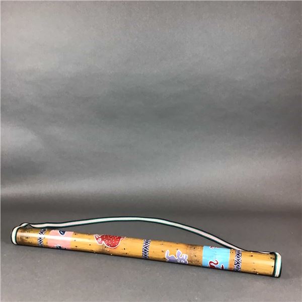 Hand Painted Bamboo Rainstick with Woven Textile Strap