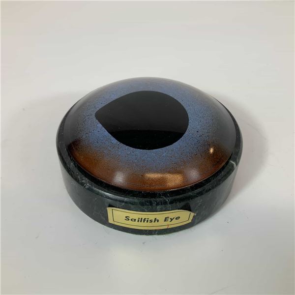 Clara Bartsch Imports Sailfish Eye Glass Paperweight on Marble Base