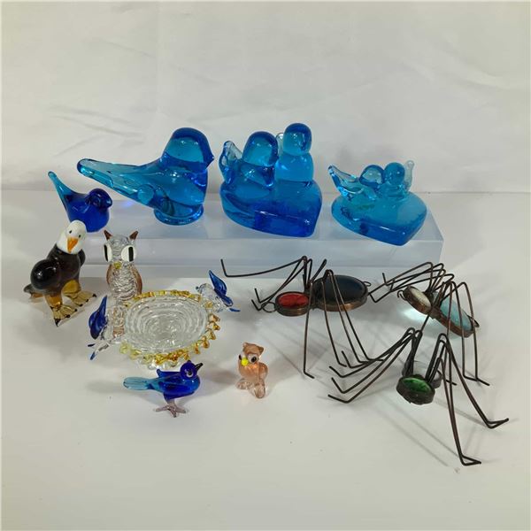13pc Art Glass and Metal Figurine Collection Including Titan Art Glass and Phoenix Studios