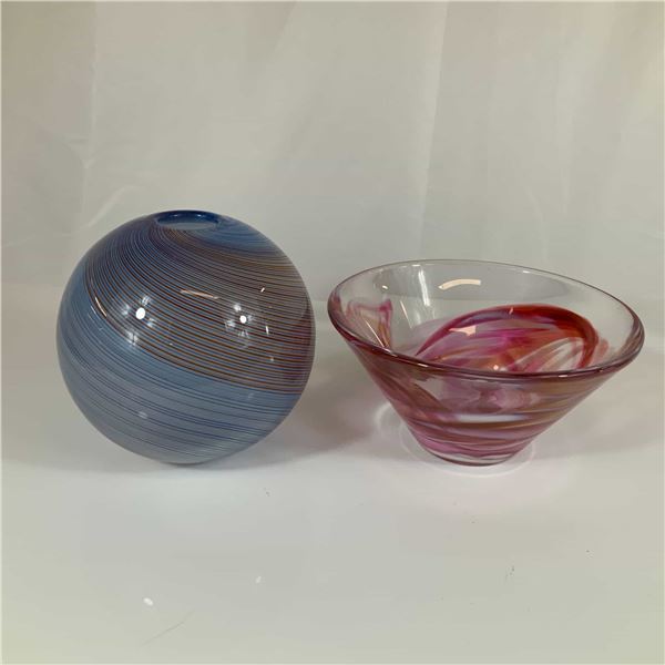 Two Pieces of Art Glass Including a Kosta Boda Bowl and a Dansk Sphere Vase