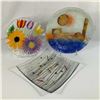 Image 1 : Three Contemporary Fused and Slumped Art Glass Plates Including William McGrath