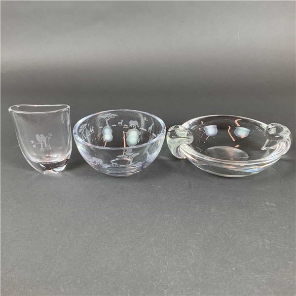 3pc Steuben and Orrefors Colorless Glass Bowls and Vase