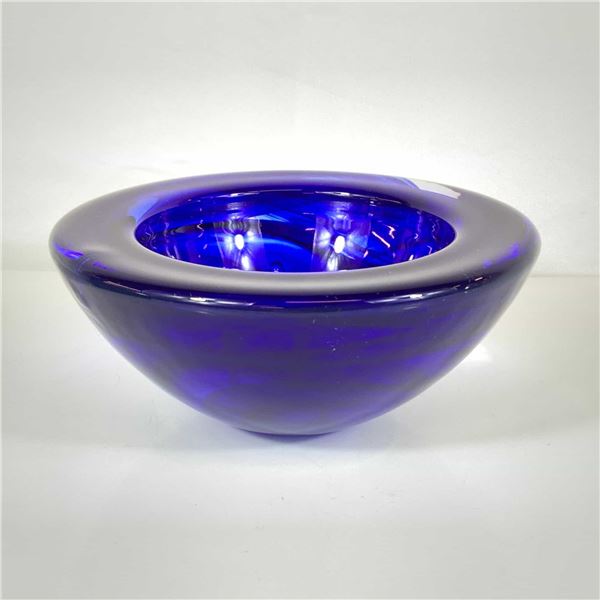 Kosta Boda Anna Ehrner Atoll Cobalt Blue Art Glass Bowl