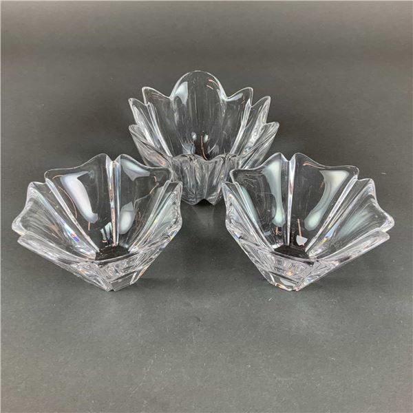 3pc Orrefors Crystal Lily Bowls