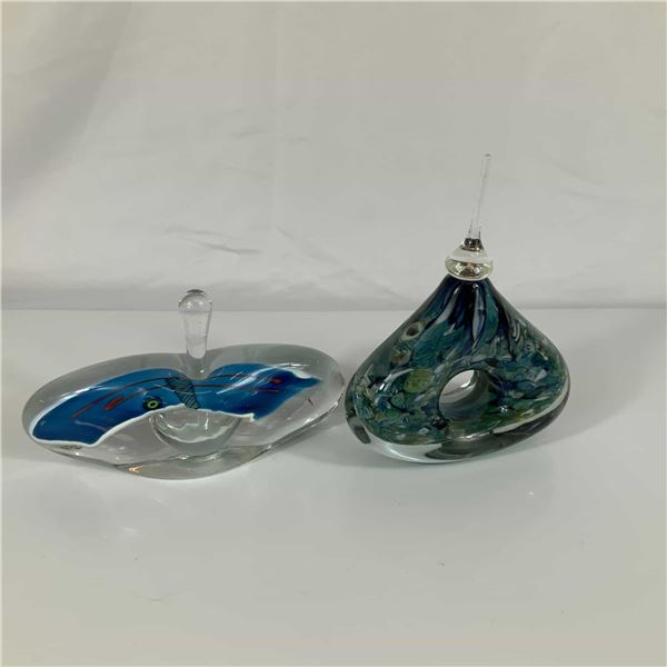 Two Eric Willett Studio Art Glass Perfume Bottles, Signed