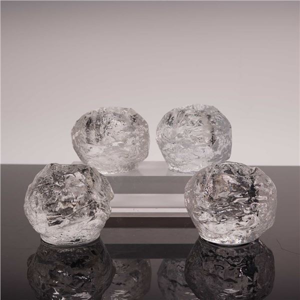 Set of 4 Kosta Boda Snowball Crystal Tealight Candle Holders