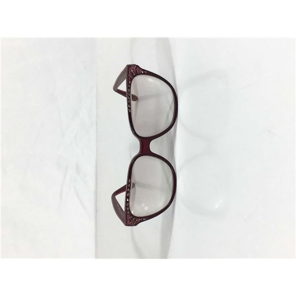 Jacqueline Olivier Model 440 Red Plastic Eyeglass Frames with Rhinestone Accents