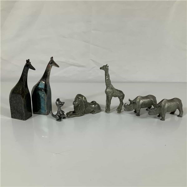 7pc Collection of Kirk Pewter and Gunnar Cyren for Dansk Silver-Plated Animal Figurines